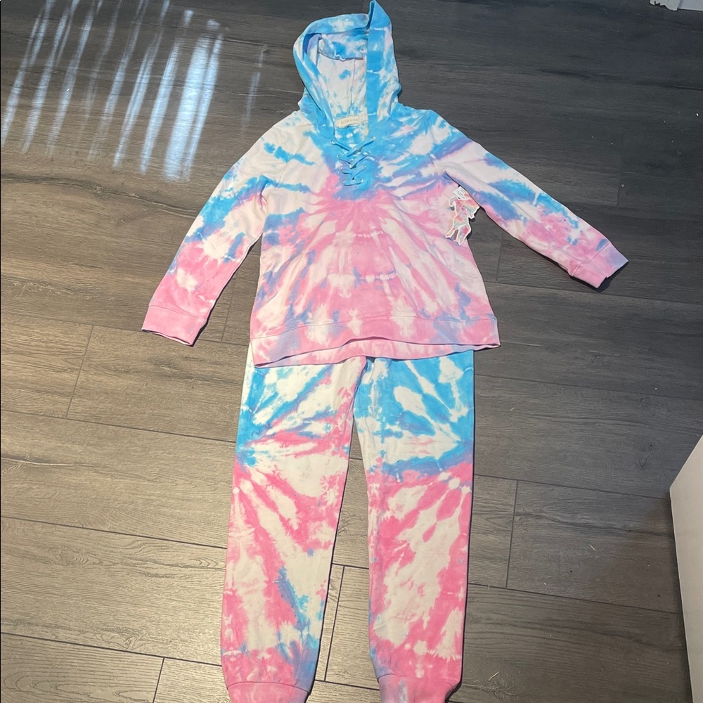 Kids Tie-Dye 2 Piece Set - Pink and Blue